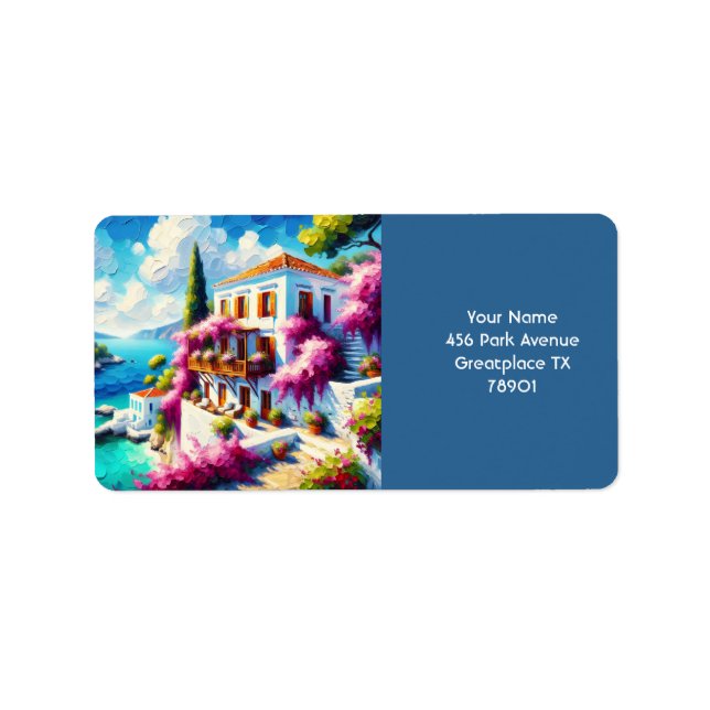 Étiquette Maison de villa de mer mignonne fantastique (Devant)