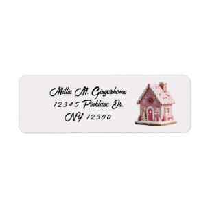 Étiquette Maison en pain d'épices village decor rose 
