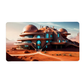 Étiquette Maison Red Planet - AI Villa futuriste du désert