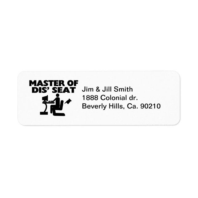Étiquette Maître De L'Ordinateur De Siège De Dis (Devant)