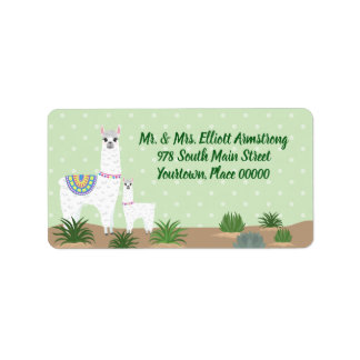 Étiquette Mama Llama and Baby Green Dot Baby Return Adresse