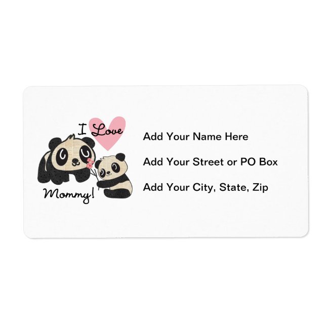 Étiquette Maman d'amour des pandas I (Devant)