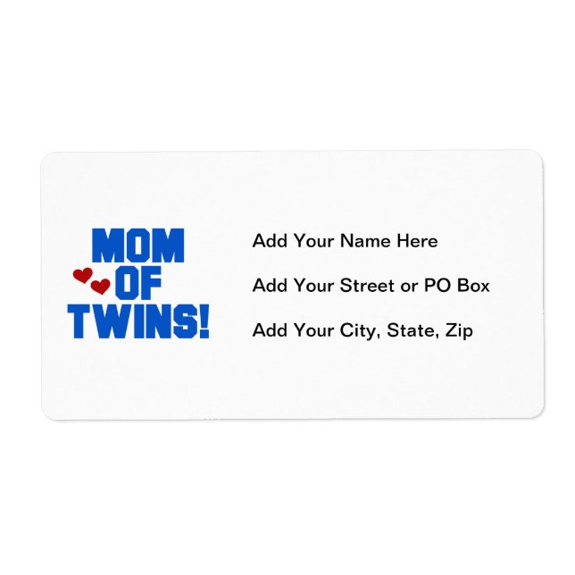 Étiquette Maman de Twins Blue Text Cadfts (Devant)