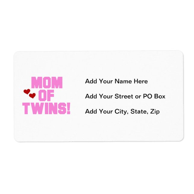 Étiquette Maman de Twins Pink Texte Cadeaux (Devant)
