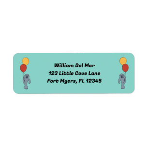 Étiquette Manatee et Ballons fête d'anniversaire personnalis