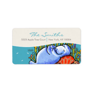 Étiquette Manatee Sea Turtle Fishers Sea Blue