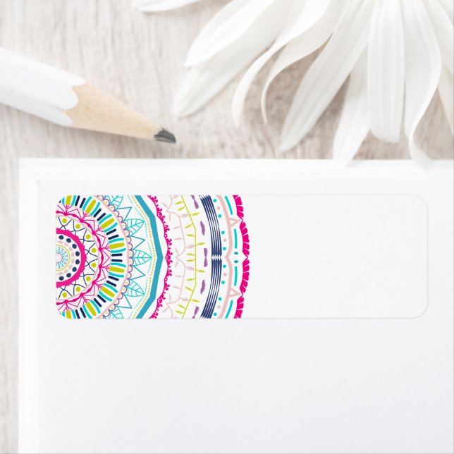 Étiquette mandala coloré (En situation)