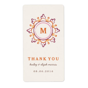 Étiquette Mandala Gift Tag Label - Tangerine