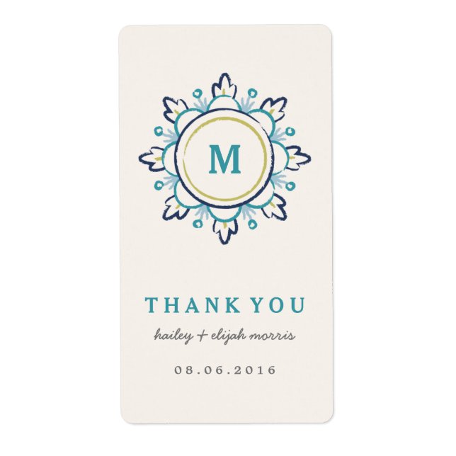 Étiquette Mandala Gift Tag Label - Teal (Devant)