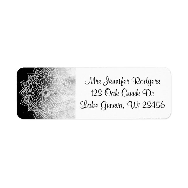 Étiquette Mandala noir et blanc Abstrait (Devant)