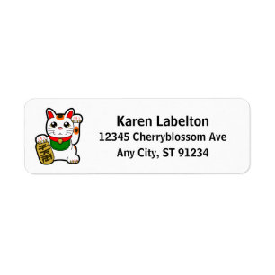Étiquette Maneki Neko : Chat chanceux japonais
