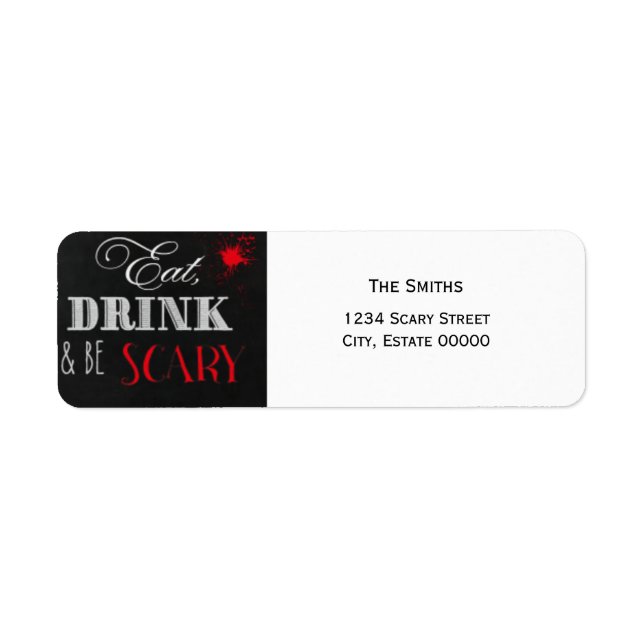 Étiquette Mangez Boire et soyez rouge d'effroi Halloween éti (Devant)