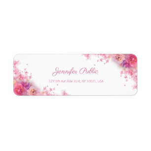 Étiquette Manuscrit manuscrit chic de fleurs de roses