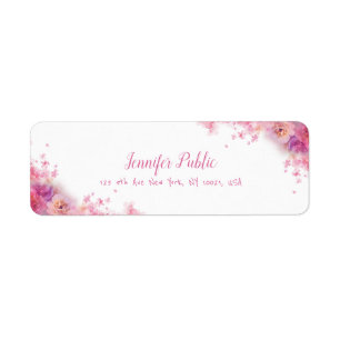 Étiquette Manuscrit manuscrit floral de roses d'aquarelle