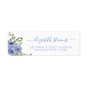 Étiquette Manuscrit rose d'aquarelle bleue poussiéreuse