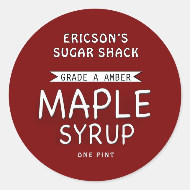 ÉTIQUETTE MAPLE SYRUP ROUGE AVEC BANNIÈRE (Devant)