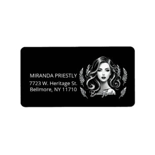 Étiquette Maquillage Artiste Coiffure Stylo moderne Noir Bla