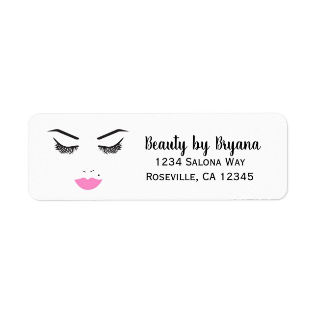 Étiquette Maquillage de beauté visage cils et lèvres roses S (Devant)