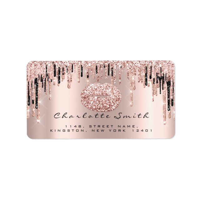 Étiquette Maquillage de Parties scintillant Rose de baiser R (Devant)