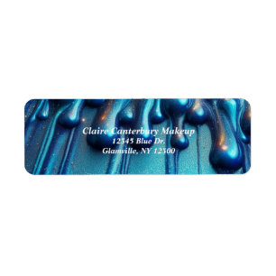 Étiquette Maquillage Pailleté Bleu Glamour qui Dégouline