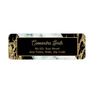 Étiquette Marbre blanc Chic Gold Paint Texture Anniversaire