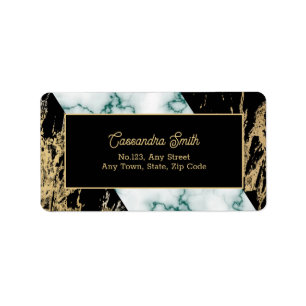 Étiquette Marbre blanc Chic Gold Paint Texture Anniversaire