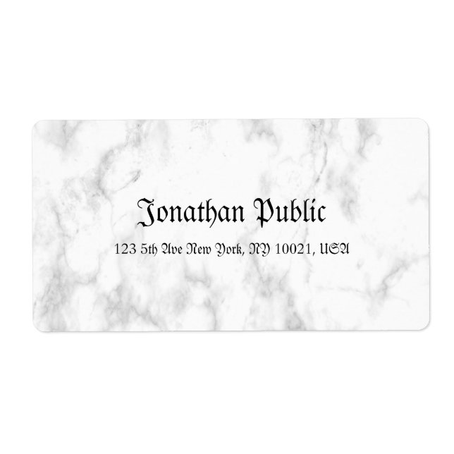Étiquette Marbre blanc de livraison Script Luxe Moderne (Devant)