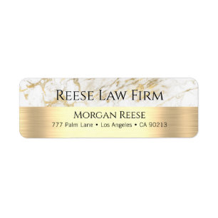 Étiquette Marbre blanc et or, nom et adresse professionnelle