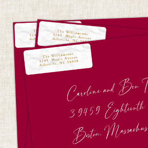 Étiquette Marbre blanc moderne Noël Gold Adresse de retour