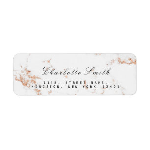 Étiquette Marbre de cuivre blanc rose minimal RSVP