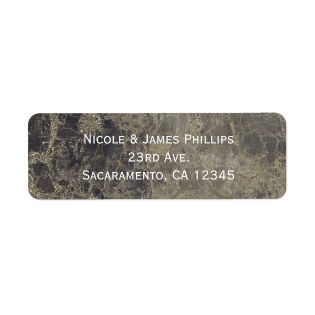 Étiquette Marbre Granite Glam Shimmer Paillettes Moderne Ten (Devant)