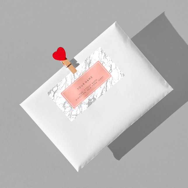Étiquette Marbre rose rose gris argenté Retourner l'adresse  (Créateur téléchargé)