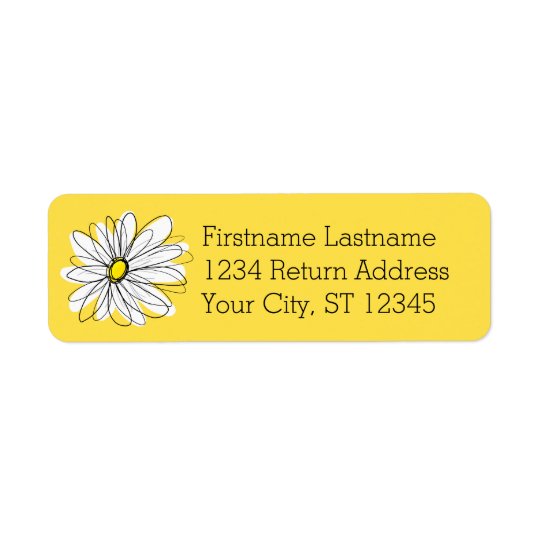 Étiquette Marguerite lunatique jaune et blanche avec le