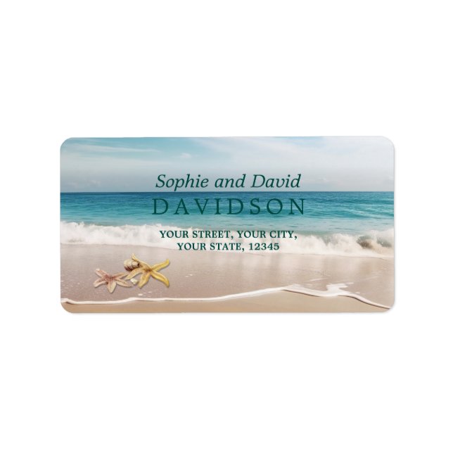 Étiquette Mariage à la plage avec étoiles de mer à Kauai (Devant)