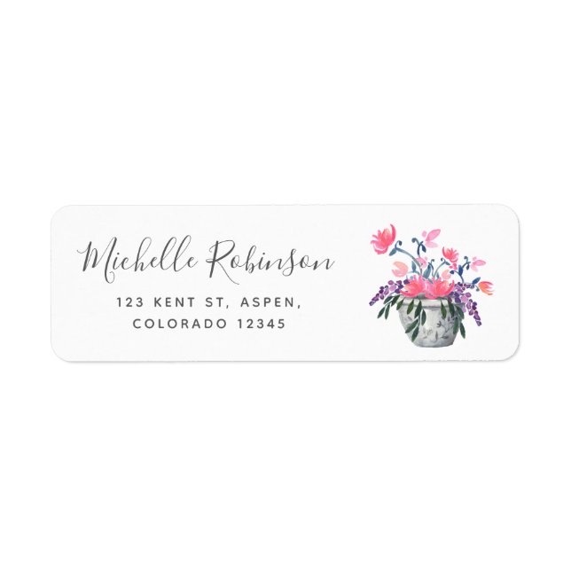 Étiquette Mariage à Paris aquarelle fleurs sauvages (Devant)