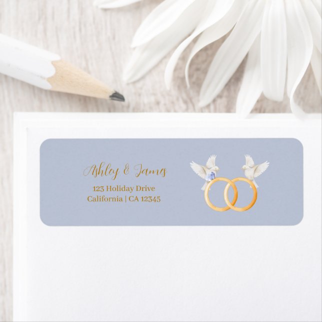 Étiquette Mariage ADELLE Simple Dusk Blue Couple (En situation)
