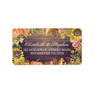 Étiquette Mariage Adresse Automne Érable Feuille Citrouille