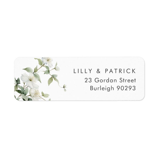 Étiquette Mariage Adresse de Retour Fleur Sauvage Botanique (Devant)