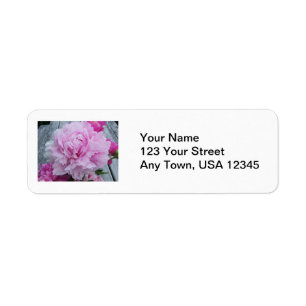 Étiquette Mariage Adresse de retour Lâches Peonies roses Fle
