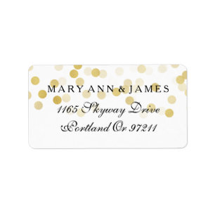 Étiquette Mariage Adresse Gold Foil Parties scintillant