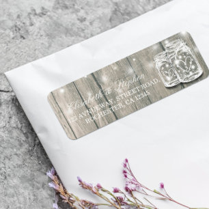 Étiquette Mariage Adresse Rustique Bois Mason Jar String Lum
