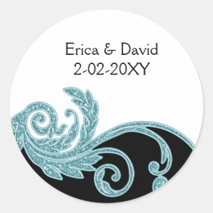 étiquette mariage aqua