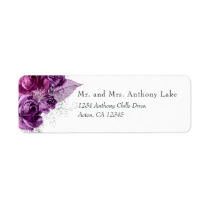Étiquette Mariage aquarelle prune et marine