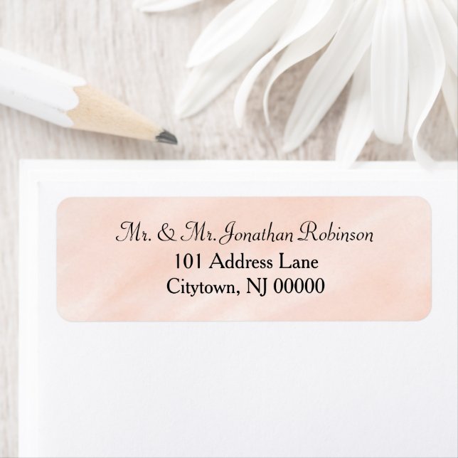 Étiquette Mariage Aquarelle Rose Tendre  (En situation)