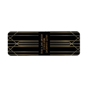 Étiquette Mariage Art Déco Gatsby Glam des années 20 noir et