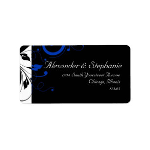 Étiquette Mariage audacieux noir/de blanc/bleu de cobalt