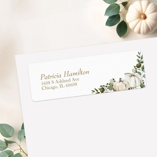 Étiquette Mariage automnal citrouille verdure (Créateur téléchargé)