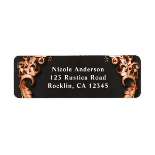 Étiquette Mariage Automnal Fleurs Orange Florales Élégantes