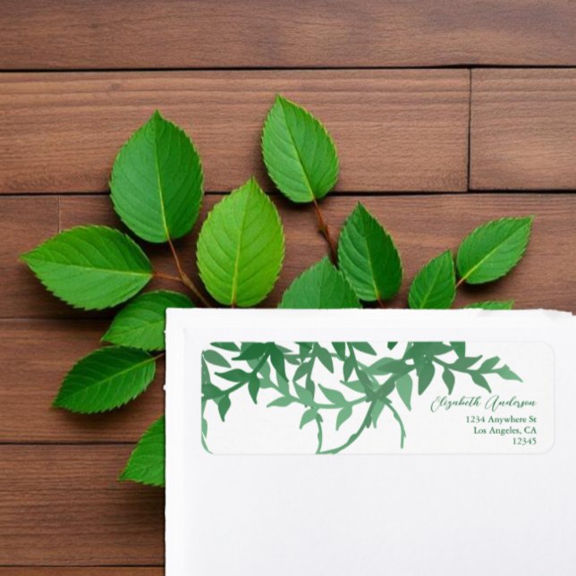 Étiquette Mariage aux feuilles botaniques rustiques (Créateur téléchargé)