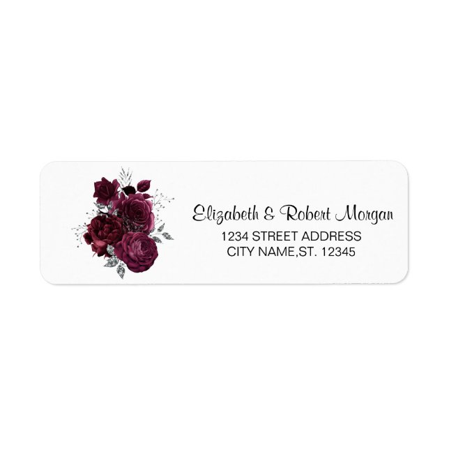 Étiquette Mariage aux Roses de Bourgogne (Devant)